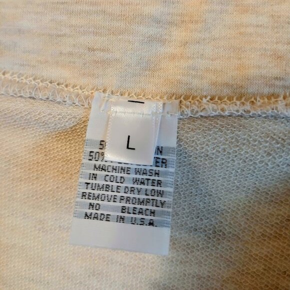 Nwt Scoop neck T-shirt Blouse womens L Cream Oatmeal heathered Short Slv terry - Picture 7 of 7